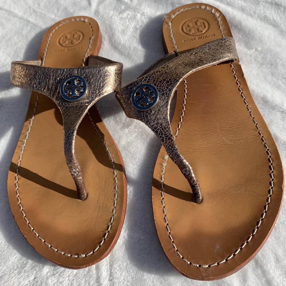 Tory Burch Gold Snakeskin Sandal sz 7
